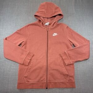 Nike Hoodie Jacket Kids/Teen Large Red Full Zip BV3699-691 Swoosh Logo Athletic